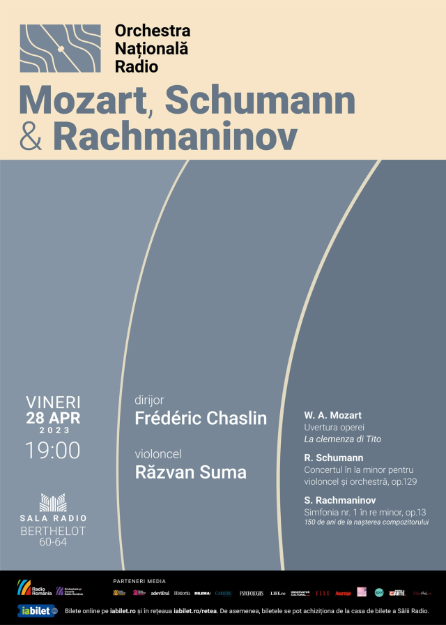 Rachmaninov/Schumann/Mozart, cu dirijorul și compozitorul francez Frédéric Chaslin la pupitru