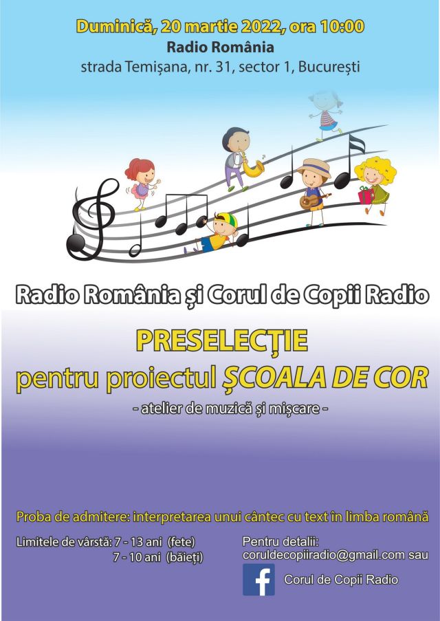 Corul de Copii Radio lansează „Școala de cor”