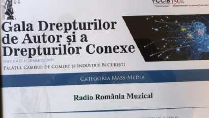 Radio România Muzical, premiat la Gala drepturilor de autor şi a drepturilor conexe