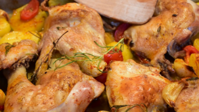 Chicken and vegetables in a clay pot