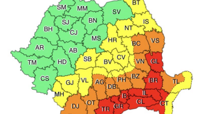 Румыния: красный, оранжевый, желтый коды