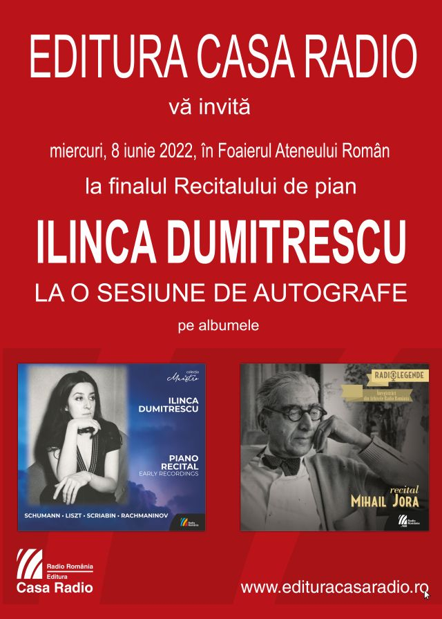 Pianista Ilinca Dumitrescu – recital și sesiune de autografe la Ateneul Român
