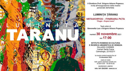 Metamorfosi – Itineraria Picta, l’artista Luminiţa Ţăranu in mostra all’IRCRU Venezia