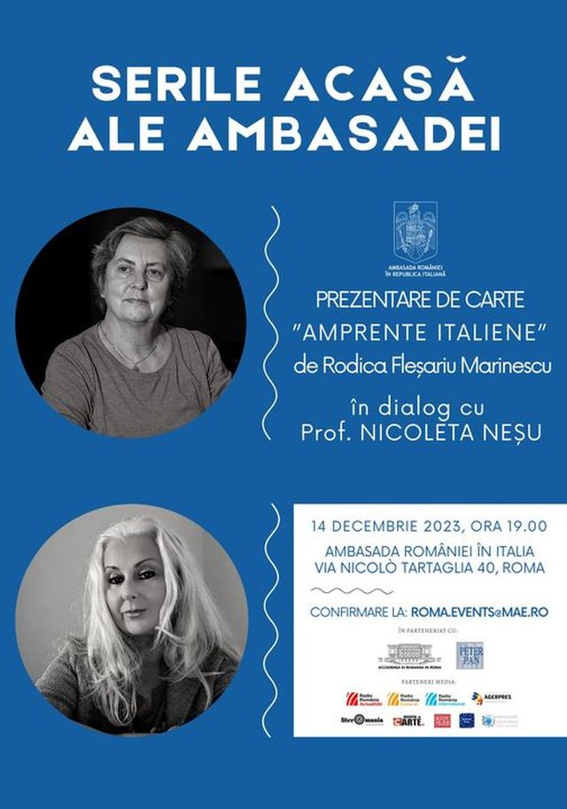 Serate a Casa dell’Ambasciata di Romania in Italia con Rodica Fleșariu Marinescu