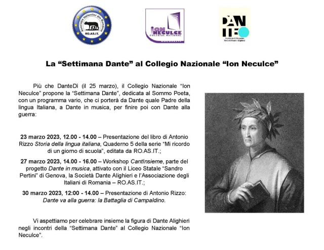 “Settimana Dante” al Collegio Nazionale Ion Neculce di Bucarest