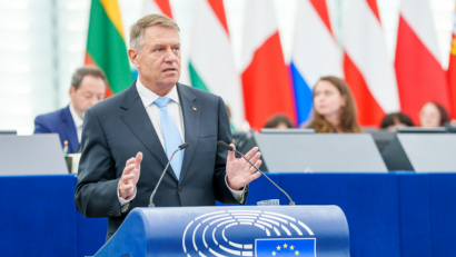 2024年2月9日：罗马尼亚总统克劳斯·约翰尼斯在欧洲议会发表演讲