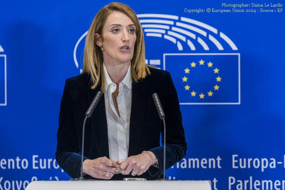 La presidente del Parlamento Europeo, Roberta Metsola (foto: Photographer: Daina Le Lardic Copyright: © European Union 2024 - Source : EP)