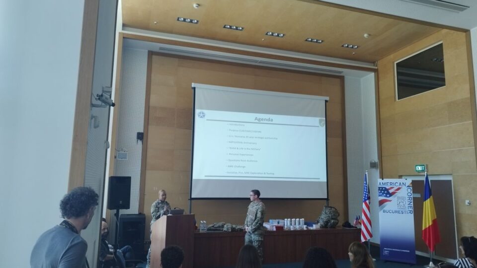 US servicemen meet Romanian high school students in Bucharest; photo: bill