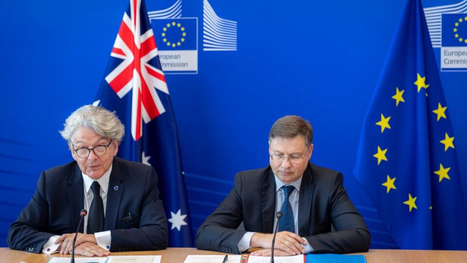 Thierry Breton (stânga) şi Valdis Dombrovskis ( foto: ©European Union, 2024 Source: EC - Audiovisual Service /Photographer: Xavier Lejeune)