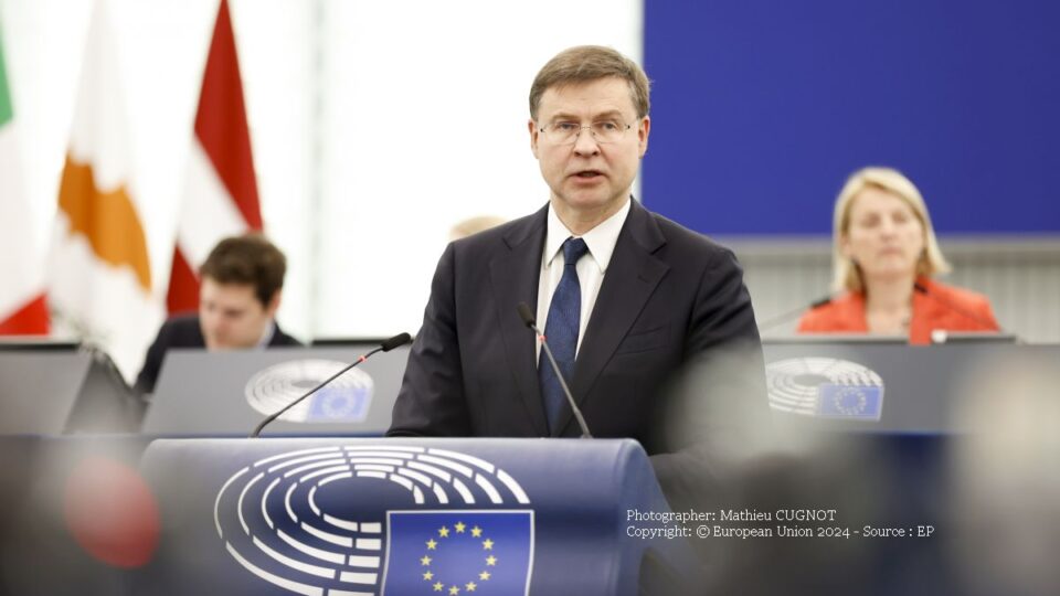 Valdis Dombrovskis (Photographer: Mathieu CUGNOT Copyright: © European Union 2024 - Source : EP)