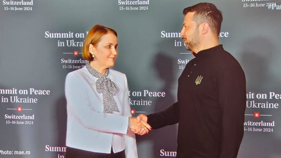 Лумініца Одобеску та Володимир Зеленський на саміті у Швейцарії (Фото: mae.ro)