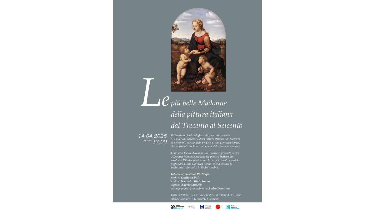 “Le più belle Madonne della pittura italiana dal Trecento al Seicento” di Otilia Doroteea Borcia, all’Istituto Italiano di Cultura di Bucarest (fonte: facebook.com/ Società Dante Alighieri - Comitato di Bucarest)