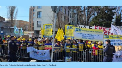 Protest (Sursa foto: Federatia Sindicatelor din Educaţie „Spiru Haret” / Facebook)