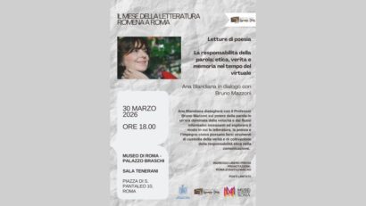 Il Mese della Letteratura Romena a Roma, Ana Blandiana in dialogo con Bruno Mazzoni