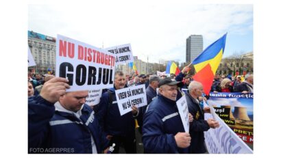Miners protest in Bucharest Photo: Agerpres