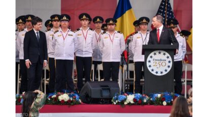 Președintele Nicusor Dan si Darryl Nirenberg, ambasadorul SUA la Bucuresti, la recepția de Ziua Independentei Statelor Unite ale Americii / Foto: Agerpres
