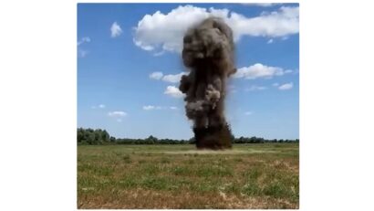 Momentul detonării dronei (captură video MApn)