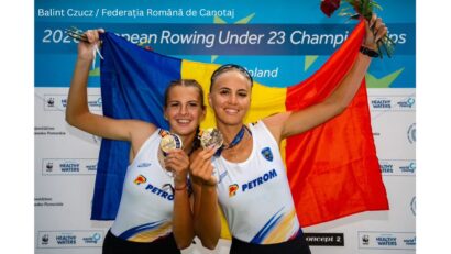 Iulica-Maria Ursu și Andreea Petras, la CE de canotaj U23 (Foto: Balint Czucz / Federația Română de Canotaj)
