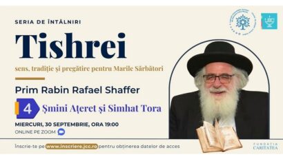Întâlnire online „Tishrei” cu Prim Rabinul României (foto JCC Bucureşti)